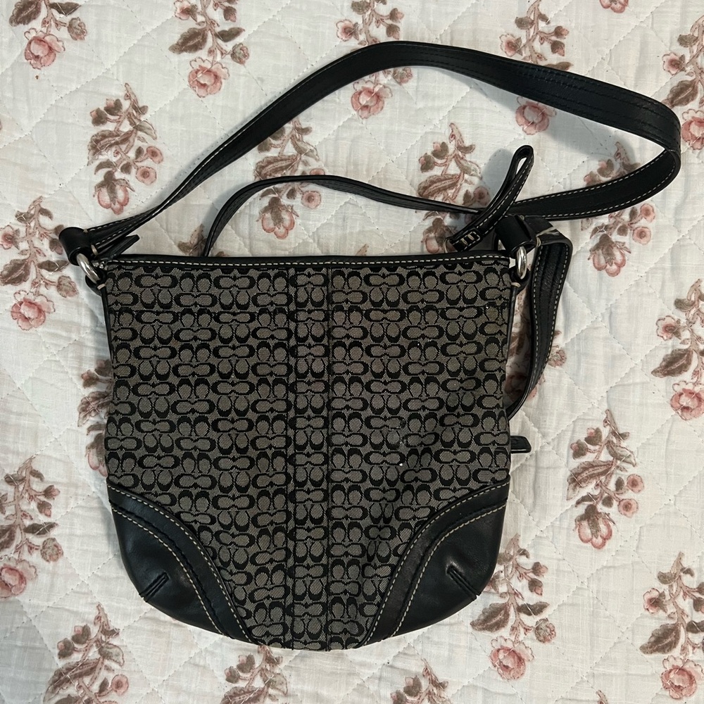 Coach black canvas crossbody bag (working zipper, like new)